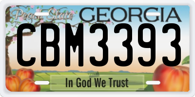 GA license plate CBM3393