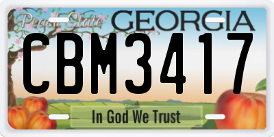 GA license plate CBM3417