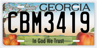 GA license plate CBM3419