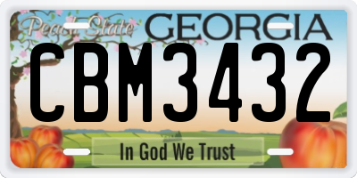 GA license plate CBM3432