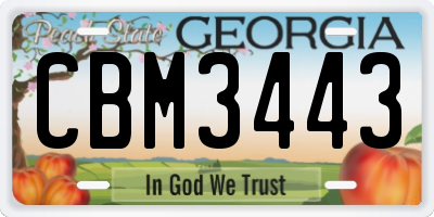 GA license plate CBM3443