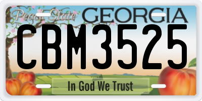 GA license plate CBM3525