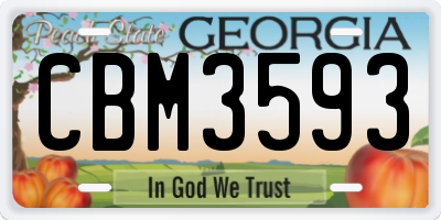 GA license plate CBM3593