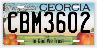 GA license plate CBM3602