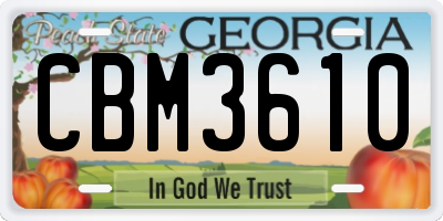 GA license plate CBM3610