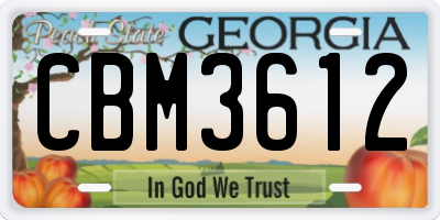 GA license plate CBM3612