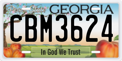 GA license plate CBM3624