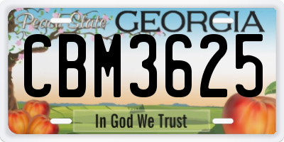 GA license plate CBM3625