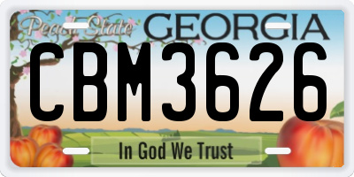 GA license plate CBM3626