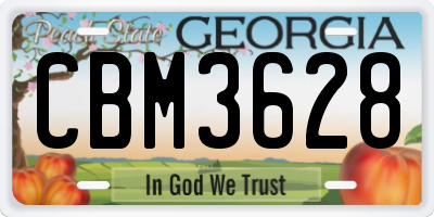 GA license plate CBM3628