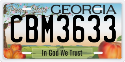 GA license plate CBM3633