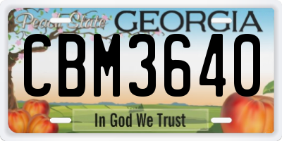 GA license plate CBM3640