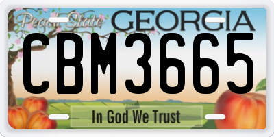 GA license plate CBM3665
