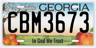 GA license plate CBM3673
