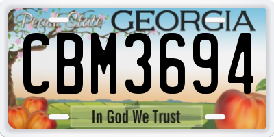 GA license plate CBM3694