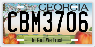 GA license plate CBM3706