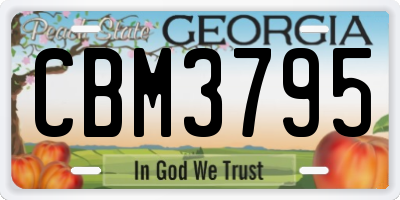 GA license plate CBM3795