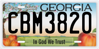 GA license plate CBM3820