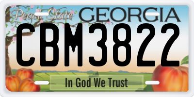 GA license plate CBM3822