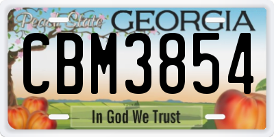 GA license plate CBM3854
