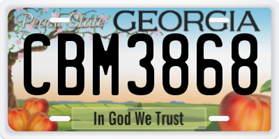 GA license plate CBM3868