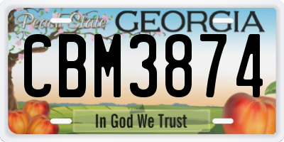 GA license plate CBM3874