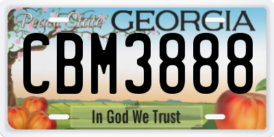 GA license plate CBM3888