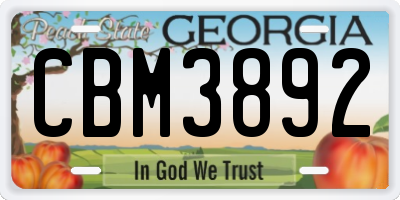 GA license plate CBM3892