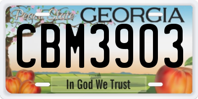 GA license plate CBM3903