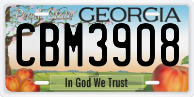 GA license plate CBM3908