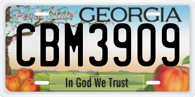 GA license plate CBM3909
