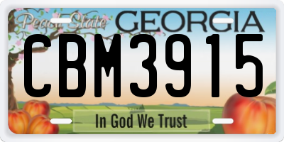 GA license plate CBM3915