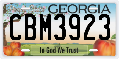 GA license plate CBM3923