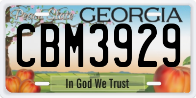 GA license plate CBM3929