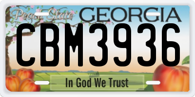 GA license plate CBM3936