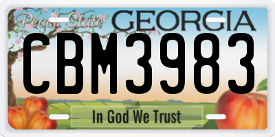 GA license plate CBM3983
