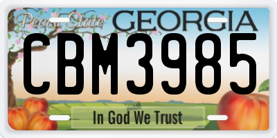 GA license plate CBM3985