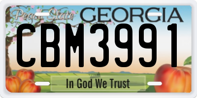GA license plate CBM3991