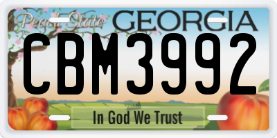 GA license plate CBM3992