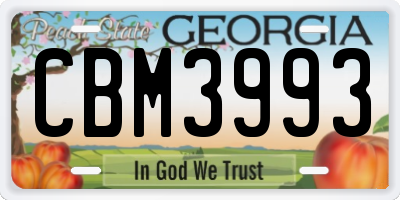 GA license plate CBM3993