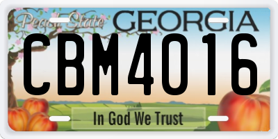 GA license plate CBM4016