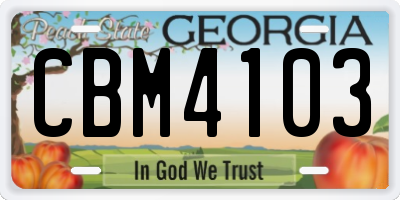 GA license plate CBM4103