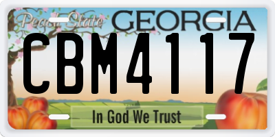 GA license plate CBM4117