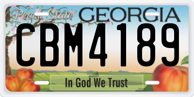 GA license plate CBM4189