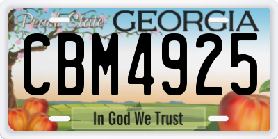 GA license plate CBM4925
