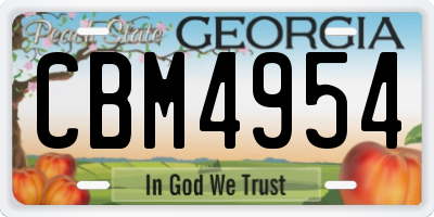 GA license plate CBM4954
