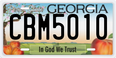 GA license plate CBM5010