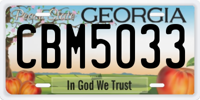 GA license plate CBM5033