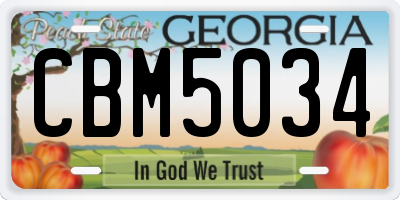 GA license plate CBM5034