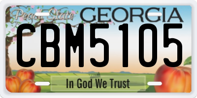 GA license plate CBM5105